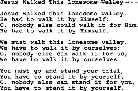 Catholic Hymns Song Jesus Walked This Lonesome Valley Lyrics And Pdf