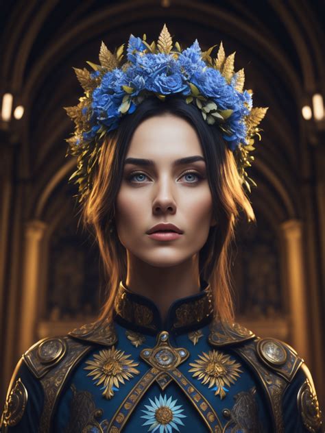 Lumenor Ai Image Generation Portrait Of Woman With Blue Flowers Crown