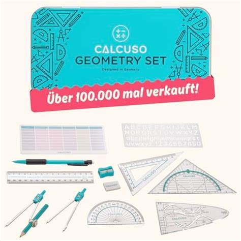 Calcuso Geometrie Set Teilig Mit Zirkel Geodreieck In Stabiler