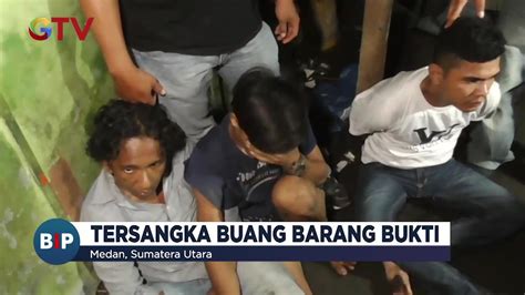 Polisi Amankan Tersangka Saat Gerebek Kampung Narkoba Di Medan