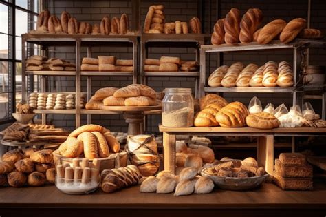 Premium Photo Bakery Showcase With Bread And Pastry Products