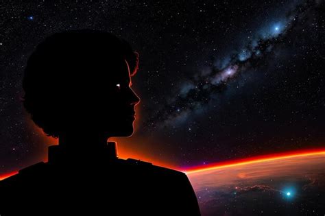 Premium AI Image Man Silhouette Against The Background Of The Milky