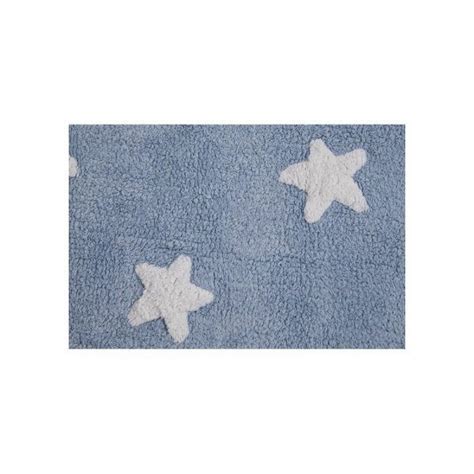 Alfombra Lavable Estrellas Azul Blanco Nueces De Algod N