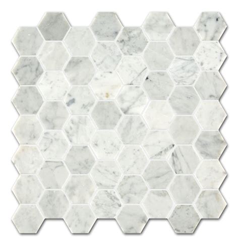 Carrara Honed Hexagon Marble Mosaic Tile Mandarin Stone