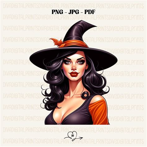 Pin up Witch PNG Witch Clipart PNG Retro Halloween Witch - Etsy