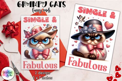 Grumpy Cat Valentine Funny Card Single And Fabulous Card