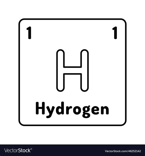 Hydrogen Chemical Element Line Icon Royalty Free Vector