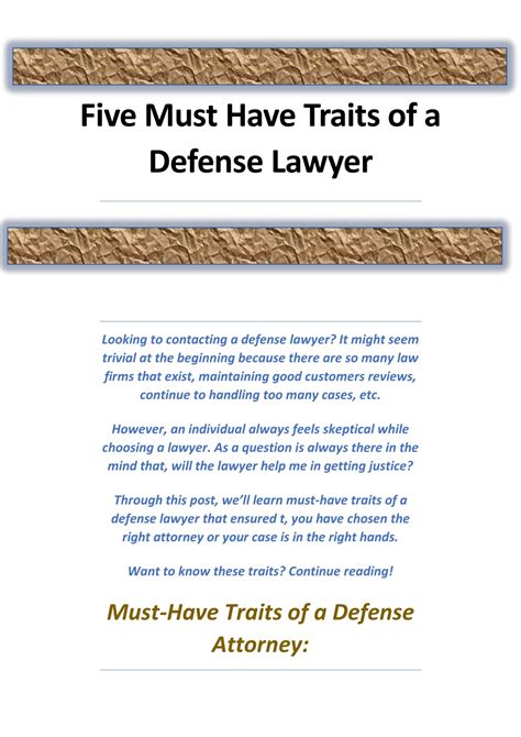 Ppt Five Must Have Traits Of A Defense Lawyer Powerpoint Presentation