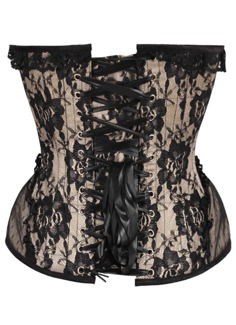 Tan Satin Black Lace Corset 232281 Nightshade Corsets