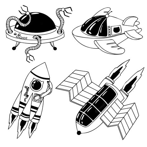 Nave Espacial En Estilo De Dibujos Animados Exploración Espacial Descubrimiento De Nuevos