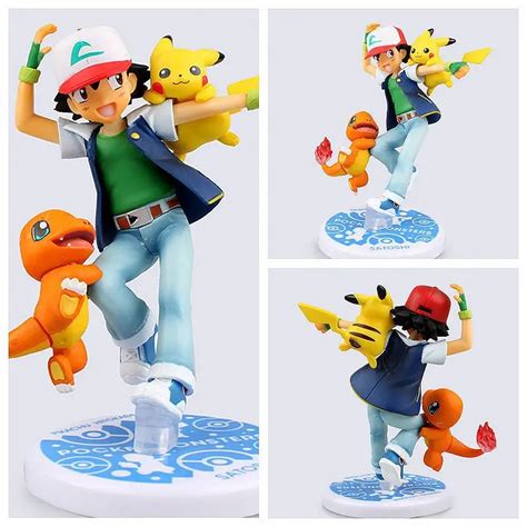 Ash Ketchum Pikachu Charmander Cartoon Anime Pocket Action Figure PVC