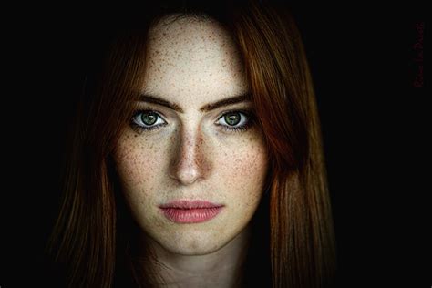 Wallpaper Face Women Model Green Eyes Freckles Auburn Hair Nose