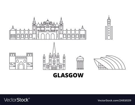 Scotland Glasgow City Line Travel Skyline Set Vector Image