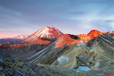 - Volcanic landscape at dawn, Tongariro crossing, New Zealand | Royalty ...