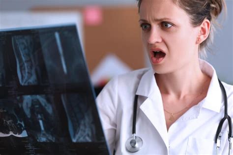 Premium Photo | Shocked doctor looks at x-ray in clinic. x-ray changes ...