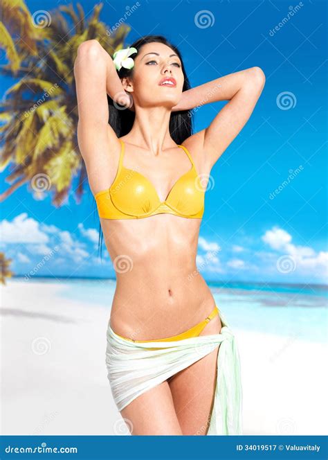 Woman With Beautiful Body In Bikini At Beach Royalty Free Stock