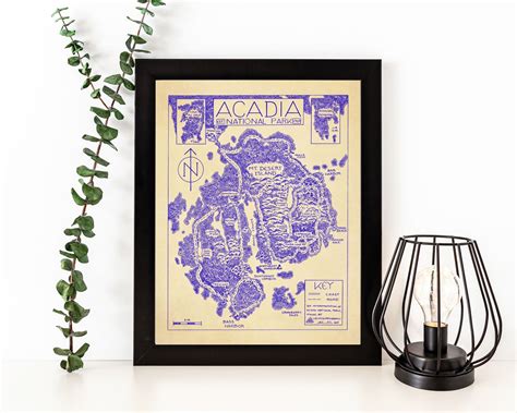 Acadia National Park Map Hand Drawn Print National Park Obsessed