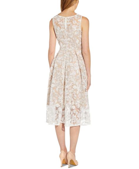 Adrianna Papell Embroidered Fit And Flare Midi Dress Macys