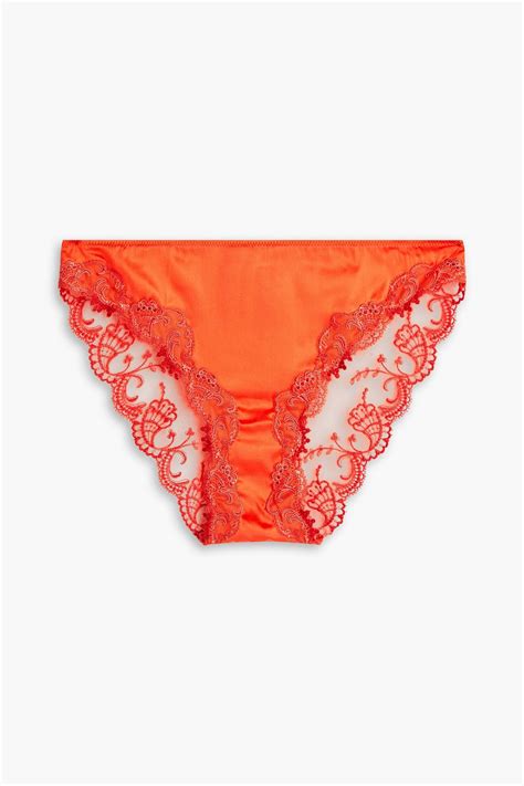 Lise Charmel Splendeur Soie Embroidered Tulle And Satin Low Rise Briefs