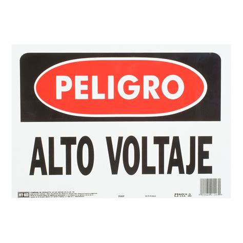 Letrero De PlÁstico Para Pared Peligro Alto Voltaje De 36 X 25 Cm