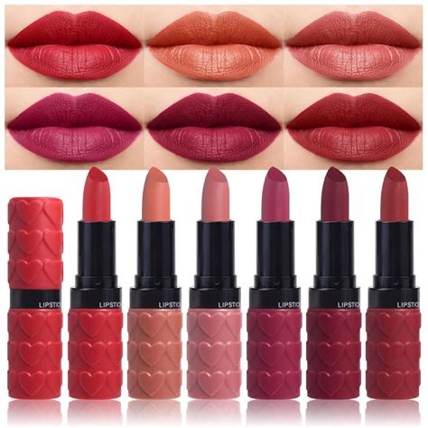 Amazon Evpct Pcs Velvet Matte Lipstick Sets For Women Ruby Red Nude Pink Dusty Rose Plum