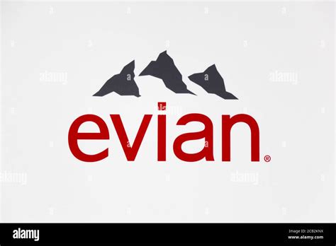 frankfurt germany july   logo  evian water   wall