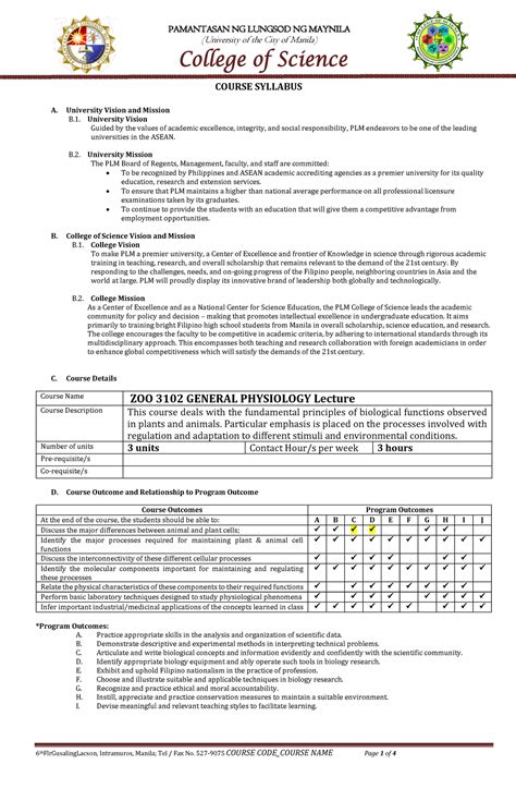 Syllabus University Of The City Of Manila Course Syllabus A