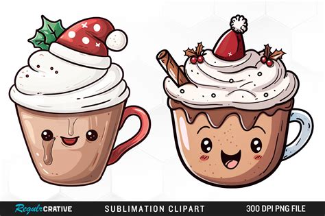 Cute Christmas Hot Cocoa Cup Clipart PNG Graphic By Regulrcrative Creative Fabrica