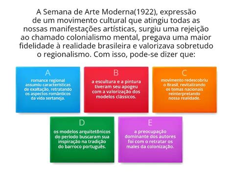 Semana de Arte Moderna Atividade Questionário