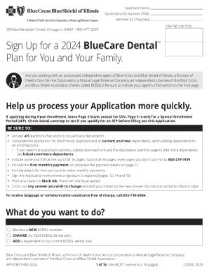 Fillable Online Bcbsil Individual Dental Plan Application Bcbsil