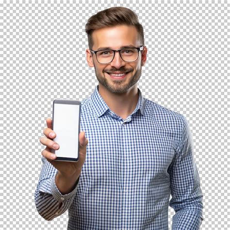 Man Holding Smartphone Frame Premium Ai Generated Psd