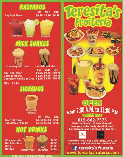 Our Food Menu | Teresitas Fruiteria