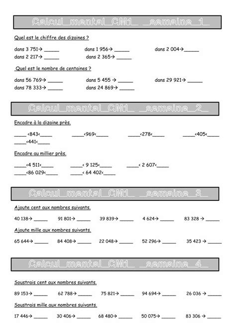 PDF Calcul Mental CM1 Semaine 2 La Classe De Mallory PDF