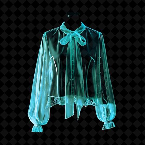 Premium PSD Vintage Inspired Blouse With A Pussy Bow And A Sheer Appeara Neon Object On Dark