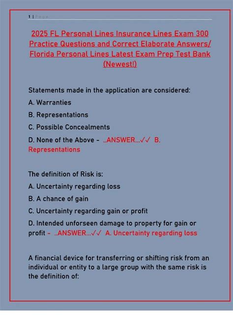 Personal Lines Insurance Exam 2025: 300 Practice Questions & Elaborate