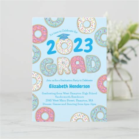 Cute Donut Graduation Party Invitation Zazzle