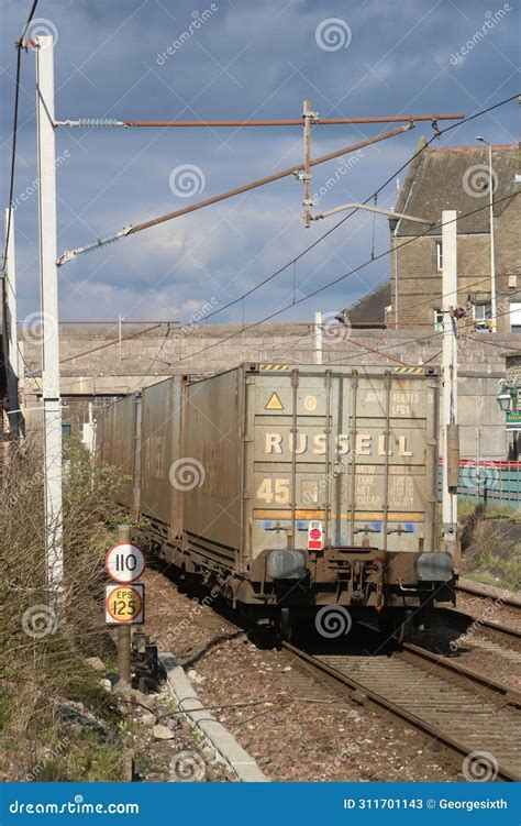 End of Container Train on West Coast Main Line Editorial Stock Photo ...