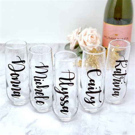 Personalized Stemless Champagne Flutes Metallic Etsy