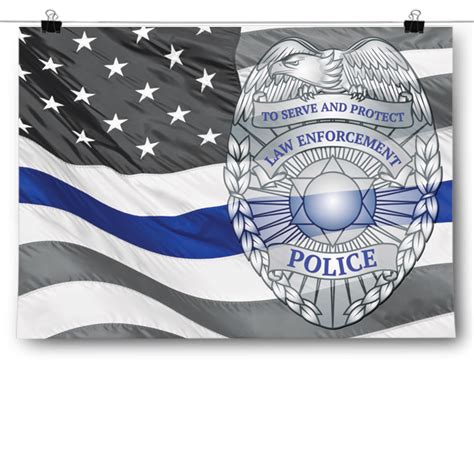 Police Badge - American Flag Backdrop – InspiredPosters