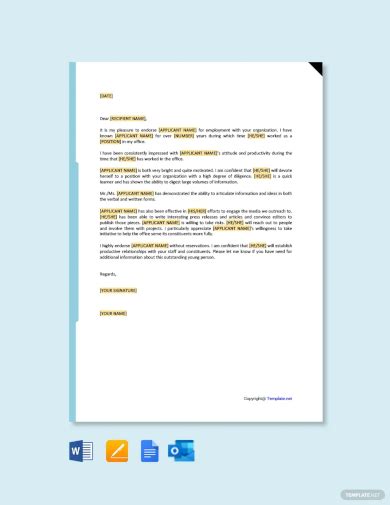 Free Endorsement Letter Samples Templates In Pdf Ms Word