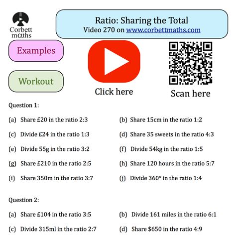 Ratio And Proportion Worksheet Pdf Corbett Maths