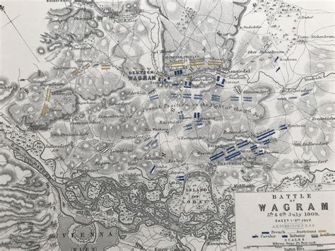 Battle Of Wagram Original Antique Map Napoleonic Wars