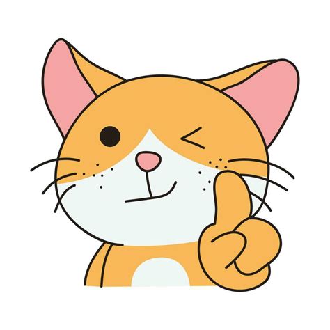 Hand Drawn Cute Cat Sticker Isolated On White Background Cute Orange Cat Illustration Cute Cat