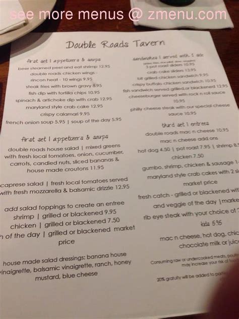 Online Menu of Double Roads Tavern Restaurant, Jupiter, Florida, 33477 ...