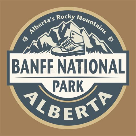 Emblem With The Name Of Banff National Park Alberta Canada Stock