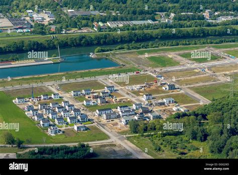 Aerial View Residential Bismarck In The Rhine Herne Canal NRW Urban