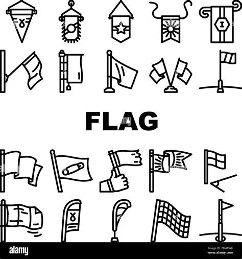 Flag Start Web Pennant Map Icons Set Vector Stock Vector Image Art