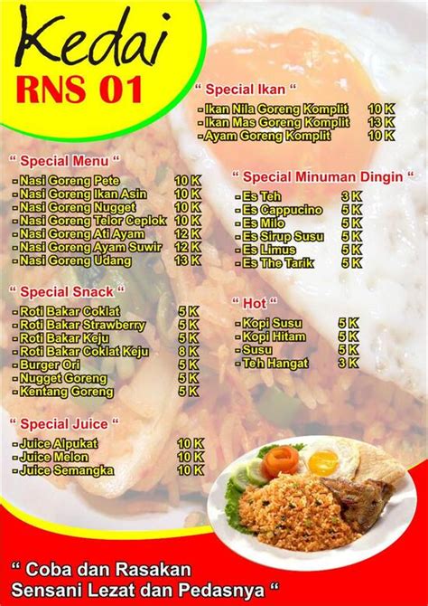 Menu at RNS 01 Nasi Goreng Varian Rasa Acil Reni cafe, Samarinda