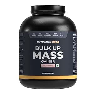 Nutrabay Gold Bulk Up Mass Gainer Powder 3kg Strawberry 30g