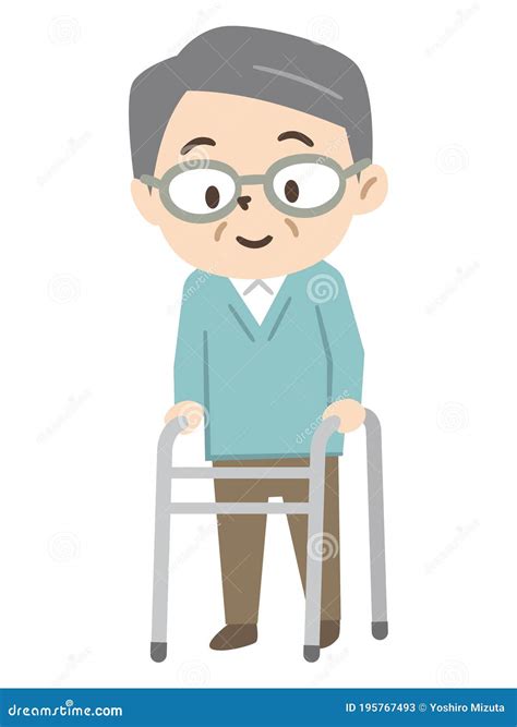 Senior Man Using A Walker Stock Illustration Illustration Of Japanese